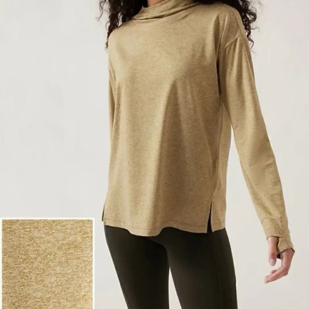 Athleta Uptempo II Sweatshirt Hoodies Small NEW with tags Green/Gold